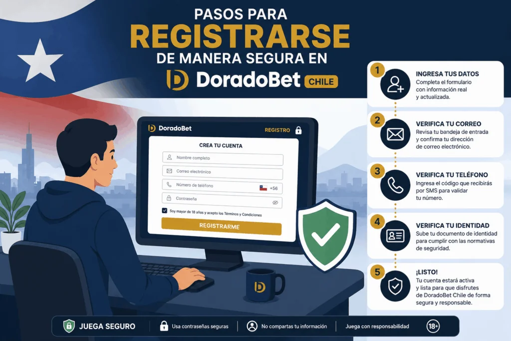 Pasos para registrarse de manera segura en Doradobet Chile.