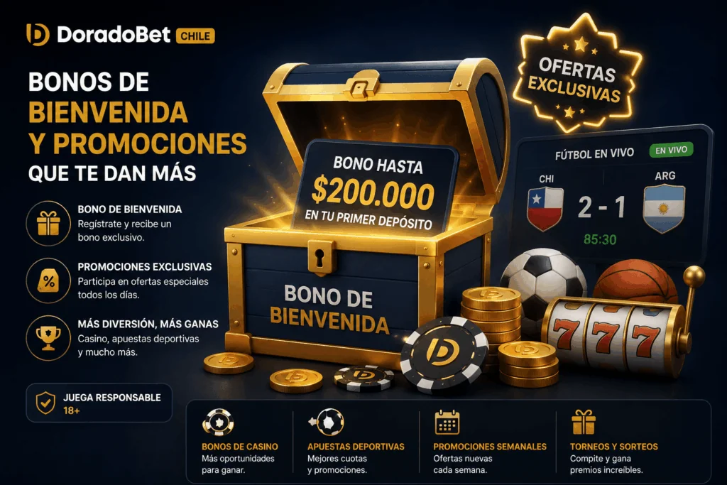 Bonos de bienvenida y promociones disponibles en Doradobet Chile.