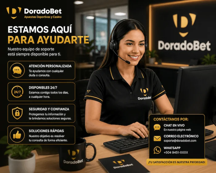 Servicio de atención al cliente de DoradoBet Honduras con soporte personalizado y asistencia para jugadores.